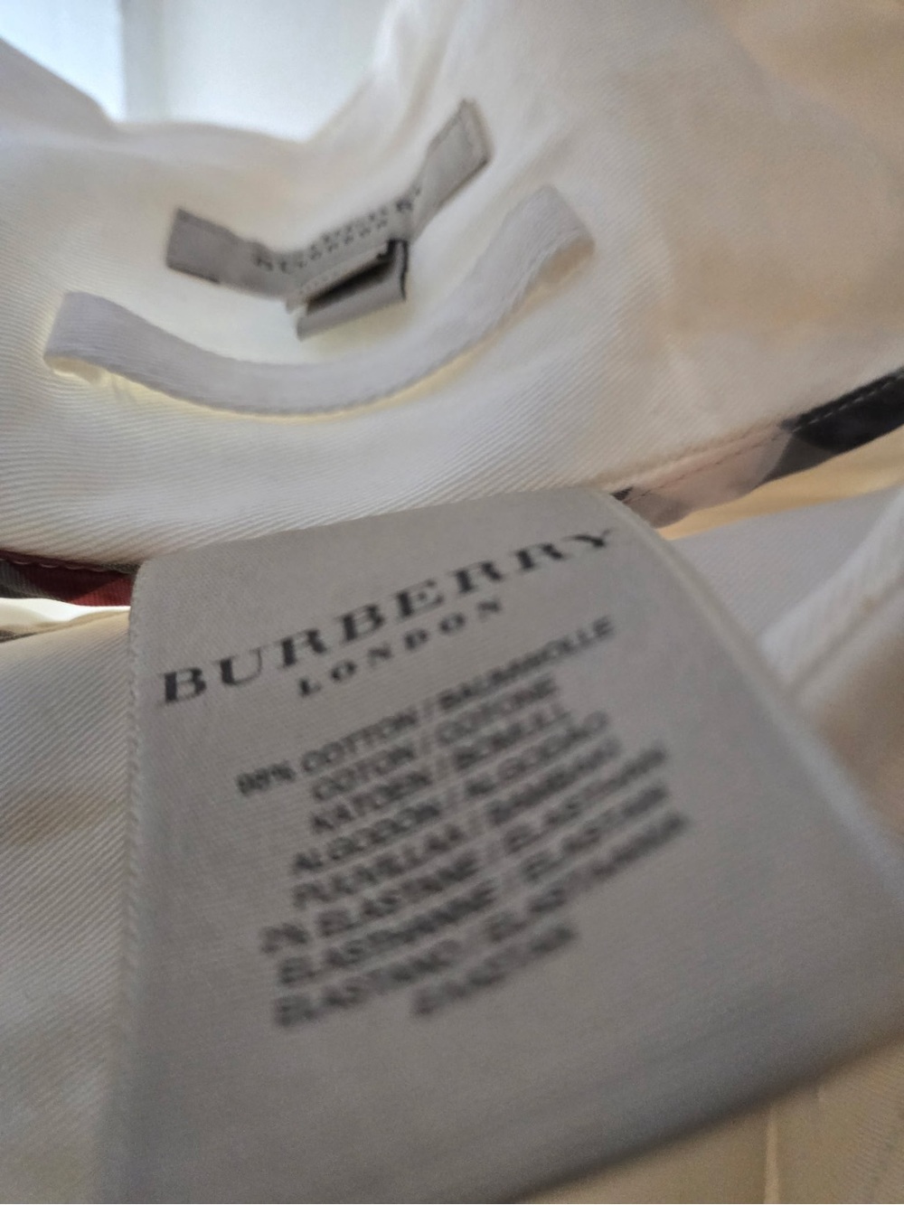 Burberry White Cotton Shirt with Brand Tag